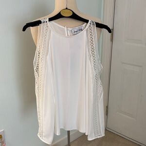 Joseph Ribkoff Ivory Lace Trim Tank Top